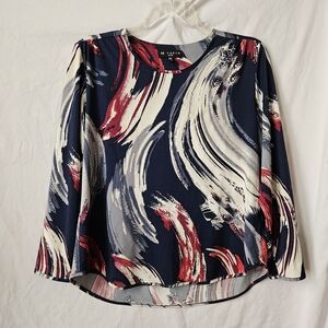 N Touch Blouse Womens PM Office Business Casual Colorful Artsy Long Sleeve
